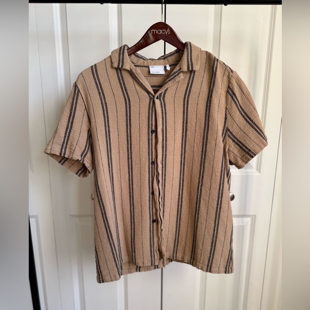ASOS Relaxed Texture Collared Shirt Beige (Size M)